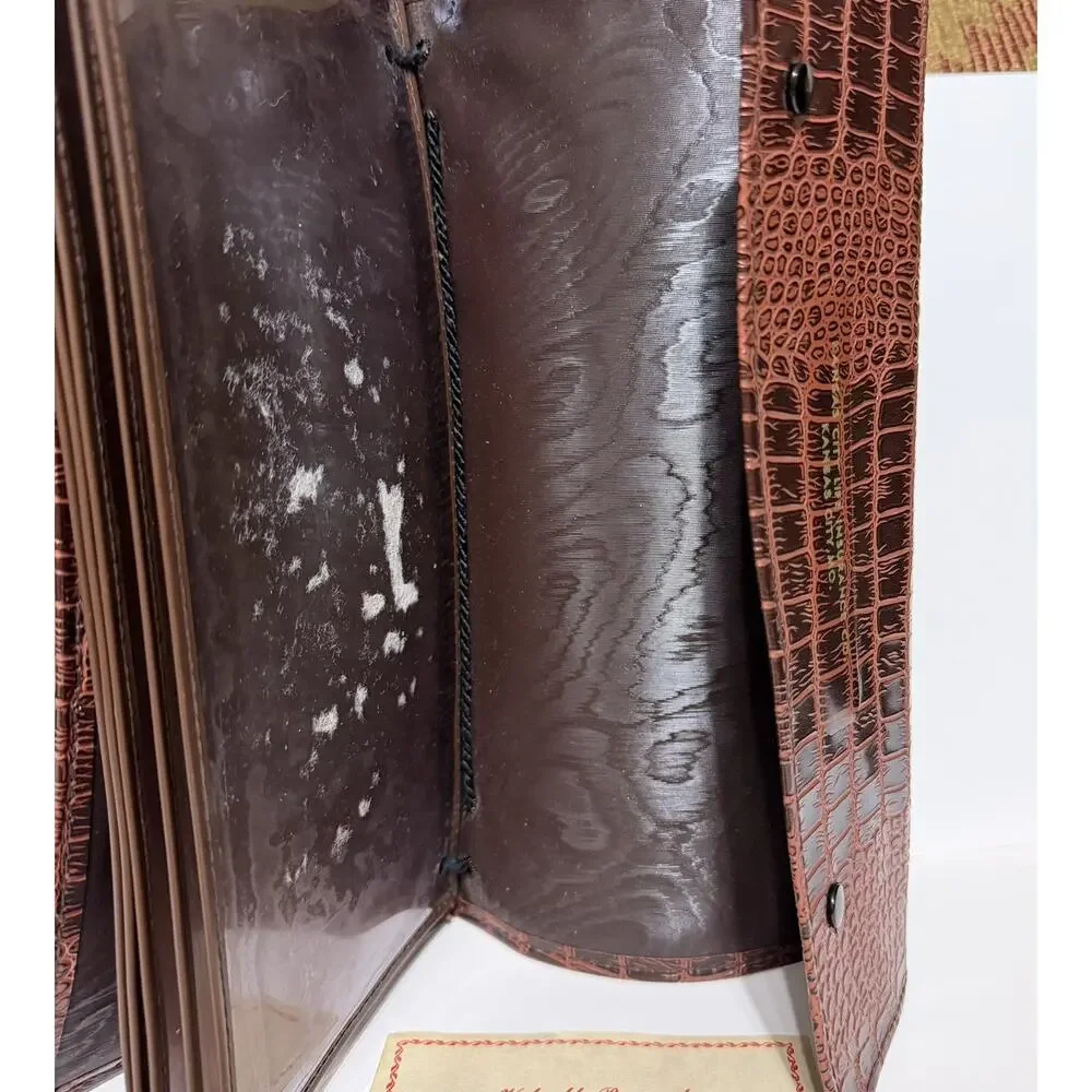 Alligator Skin Folio Portfolio Organizer Folder Executive Large Cognac
